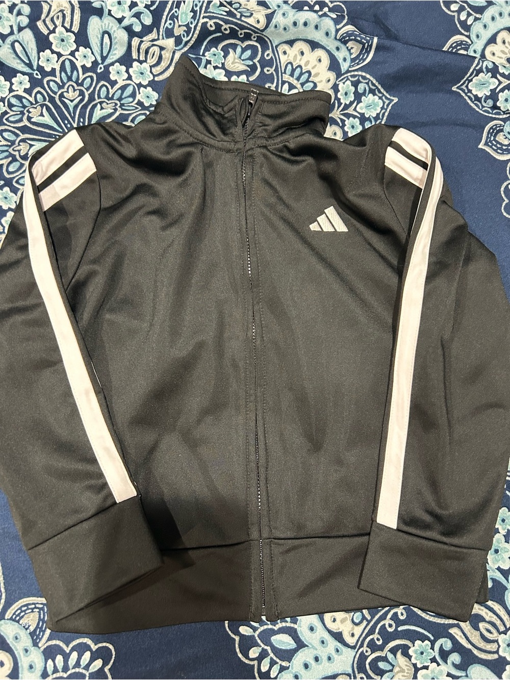adidas Black Kids Track Jacket with White Stripes
